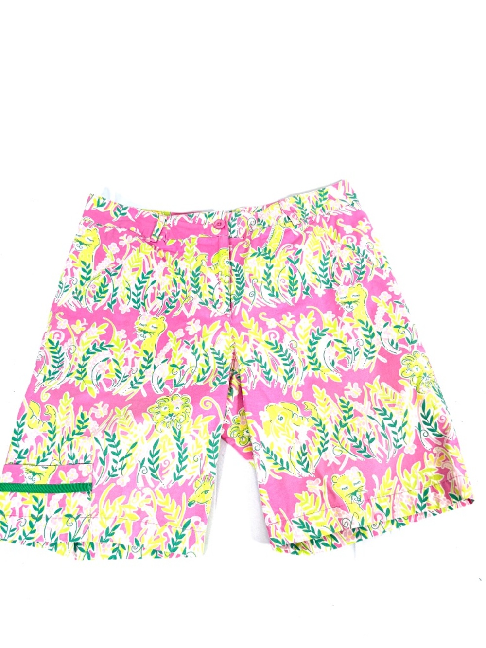 Lilly Pulitzer Pink Tropical Print Chino Golf Shorts Women's 6 Cotton Stretch - Picture 6 of 12
